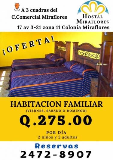 Hospédate con tu familia cerca de Tikal Futura, zona 11 - 1