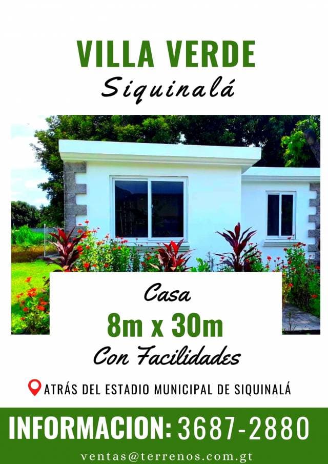 Casa en venta, invierta atrás del Estadio de Siquinala - 1
