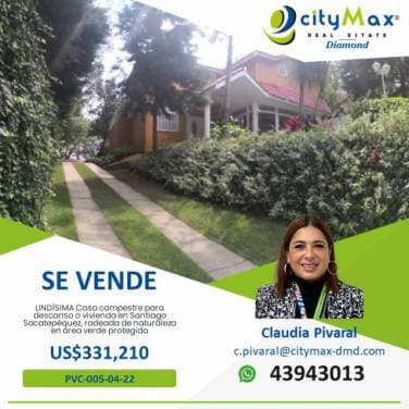 SE VENDE CASA CAMPESTRE AMUEBLADA EN SANTIAGO SACATEPEQUEZ - 1