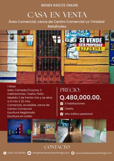 Casa en Venta área Comercial Retalhuleu - 1