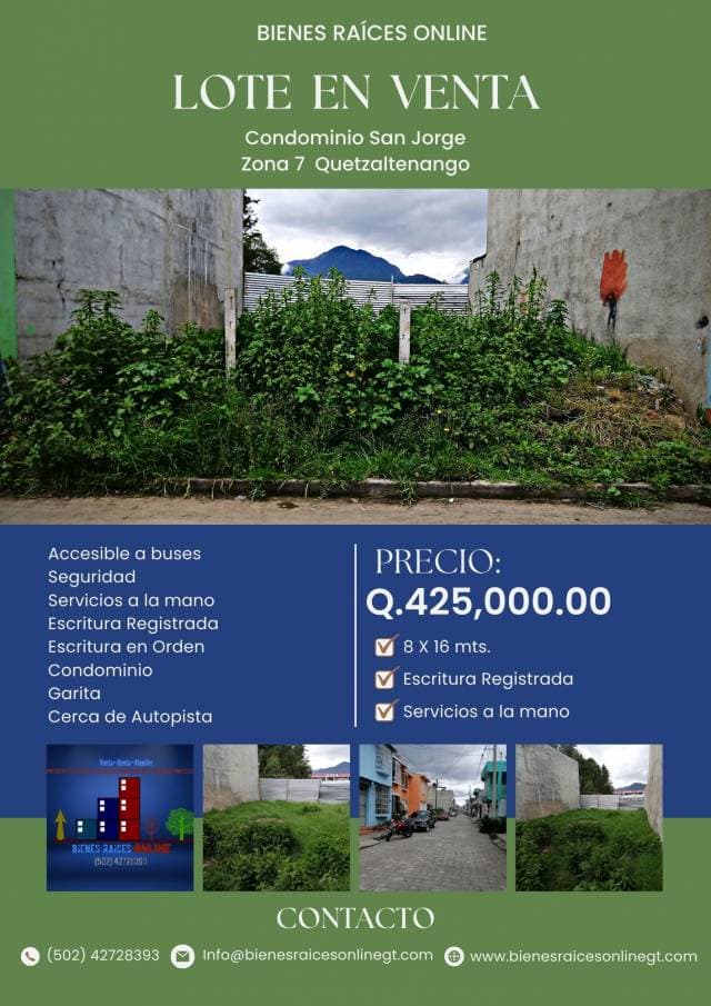 Lote en Venta Condominio San Jorge Zona 7 Quetzaltenango - 1