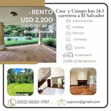 Casa en renta en Condominio Casa y Campo km 24.5 Carretera a el salvador - 1