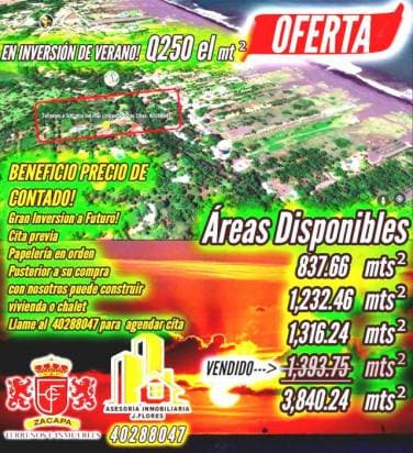 Vendo Terrenos A Q250xmt2 en Lindamar Puerto San José. Cel: 40288047 - 1