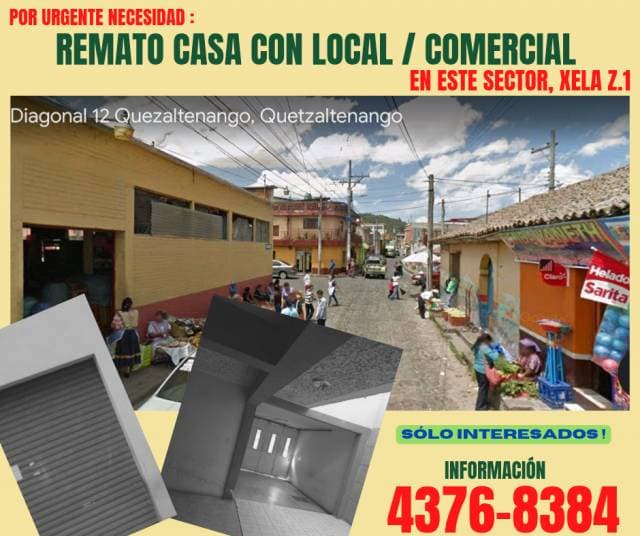 VENDO PROPIEDAD COMERCIAL EN XELA, Z.1 a inmediaciones de parque el calvario y parque a Centroamérica, cerca de las flores - 1