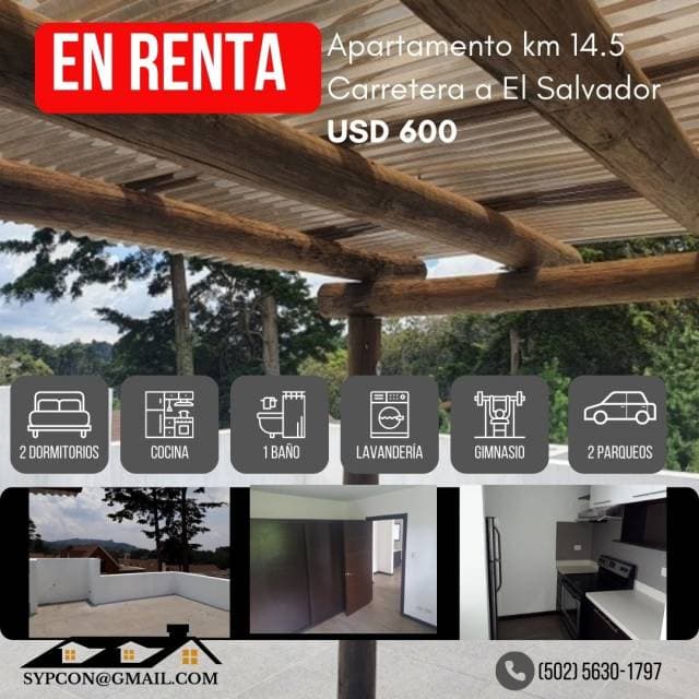 Apartamento en renta km 14.5 carretera a el salvador - 1