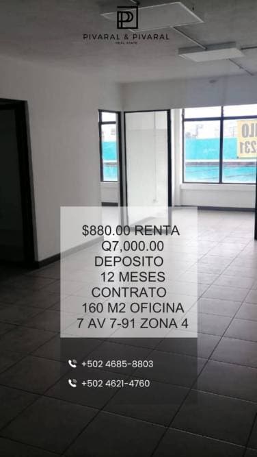 RENTO OFICINA EN ZONA 4 - 1